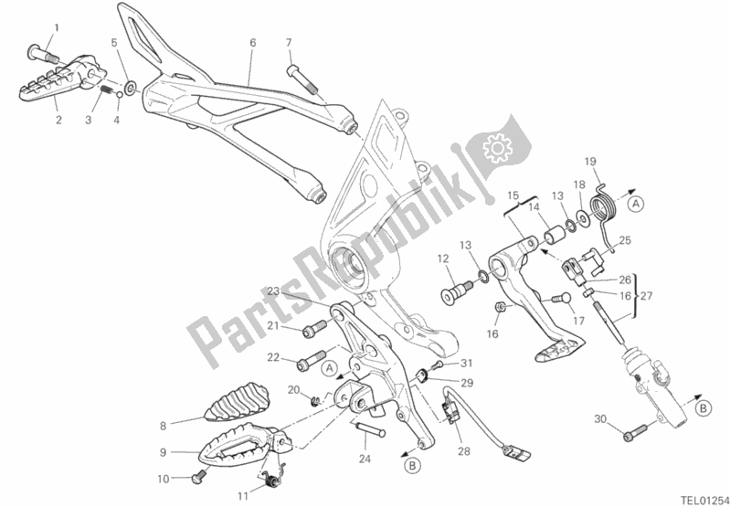 Tutte le parti per il Poggiapiedi, Giusto del Ducati Diavel 1260 USA 2020